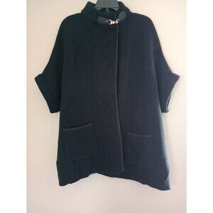 APT. 9 Black Riding Cape Closed Knit Neck Clasp and Buttons One Size Fits Most